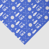 Papier Mousseline Icônes de golf bleu et blanc (Détail)