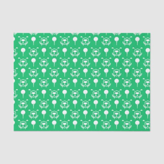 Papier Mousseline Icônes de golf vert et blanc (Recto)