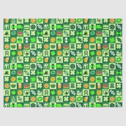 Papier Mousseline Icônes de la Saint-Patrick Motif sans couture (Recto)