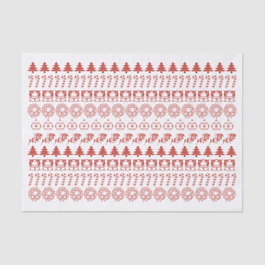 Papier Mousseline Icônes de Noël simples en rouge/blanc Motif (Recto)
