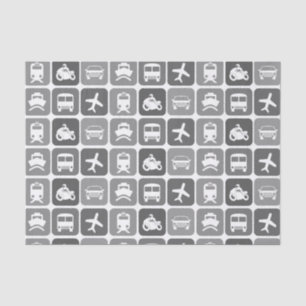Papier Mousseline Icônes de voyage tendance Motif noir et blanc