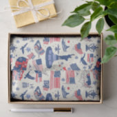 Papier Mousseline Icônes patriotiques - Statue de la Liberté, Drapea (Cadeau)