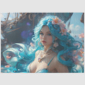 Papier Mousseline Icy Blue Elegant Mermaid Decoupage Paper (Recto)