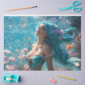 Papier Mousseline Icy Blue Elegant Mermaid Decoupage Paper v4 (Artisanat)