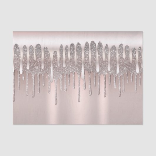 Papier Mousseline Icy Rose Rose Or Diamond Parties scintillant Drip (Recto)