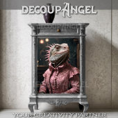Papier Mousseline Iguana Aristocratique en rose -Découpage