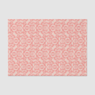 Papier Mousseline Ikat Moorish Damask - pêche et corail rose