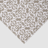Papier Mousseline Ikat Moorish Damask - taupe tan et blanc (Détail)