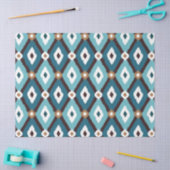 Papier Mousseline Ikat Motif Découpage Turquoise et Brown (Artisanat)