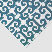 Papier Mousseline IKAT Motif tribal Turquoise bleu grec clé découpag (Détail)