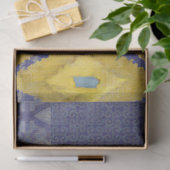 Papier Mousseline IKAT Ouzbékistan Antique Tribal Bleu Jaune Motif (Cadeau)