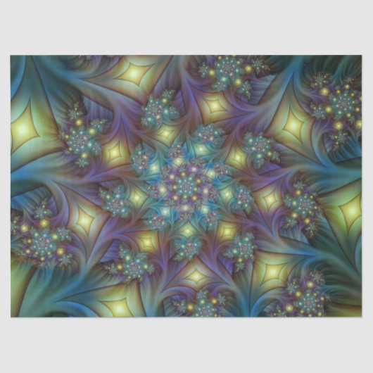 Papier Mousseline Illuminé Abstrait bleu brillant violet Fractal Art (Recto)
