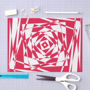 Papier Mousseline Illusion abstraite rouge blanc