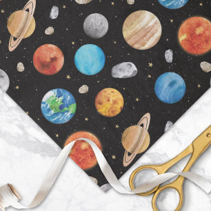 Papier Mousseline Illustration aquarelle de planète de l'espace exté