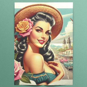 Papier Mousseline Illustration Beauté Vintage femme