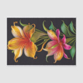 Papier Mousseline Illustration botanique couleur rose jaune (Recto)