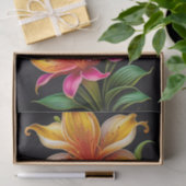 Papier Mousseline Illustration botanique couleur rose jaune (Cadeau)