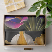 Papier Mousseline Illustration botanique florale jaune Grand (Cadeau)