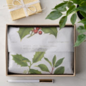 Papier Mousseline Illustration botanique Holly Noël (Cadeau)