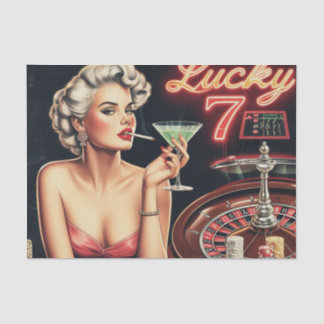 Papier Mousseline Illustration Casino Pin Up