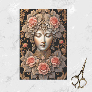 Papier Mousseline Illustration classique de la dame Rose orange