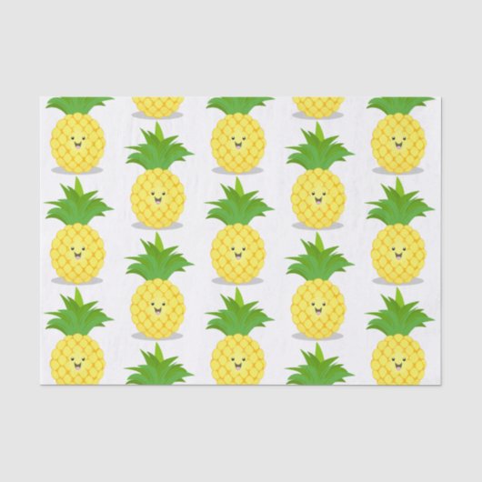 Papier Mousseline Illustration d'ananas mignon (Recto)