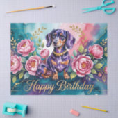 Papier Mousseline Illustration d'anniversaire de teckel (Artisanat)