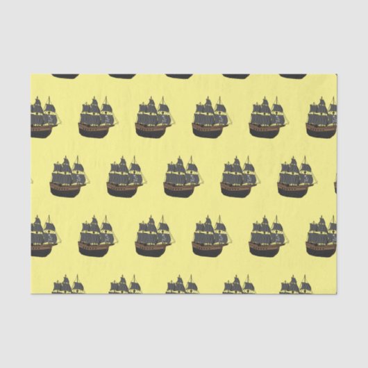 Papier Mousseline Illustration de bateau pirate (Recto)