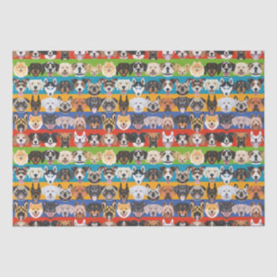 Papier Mousseline Illustration de chiens motifs colorés