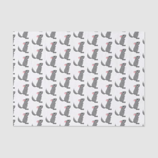 Papier Mousseline Illustration de chinchilla gris mignon (Recto)