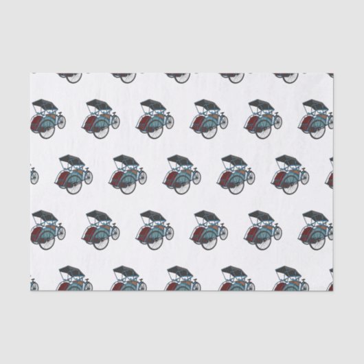 Papier Mousseline Illustration de cyclo-pousse (Recto)