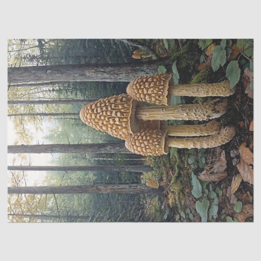 Papier Mousseline Illustration de découpage de morilles rustiques (Recto)