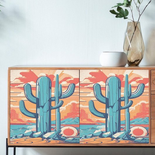 Papier Mousseline Illustration de Decoupage Desert Cactus
