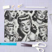 Papier Mousseline Illustration de fille Vintage (Artisanat)