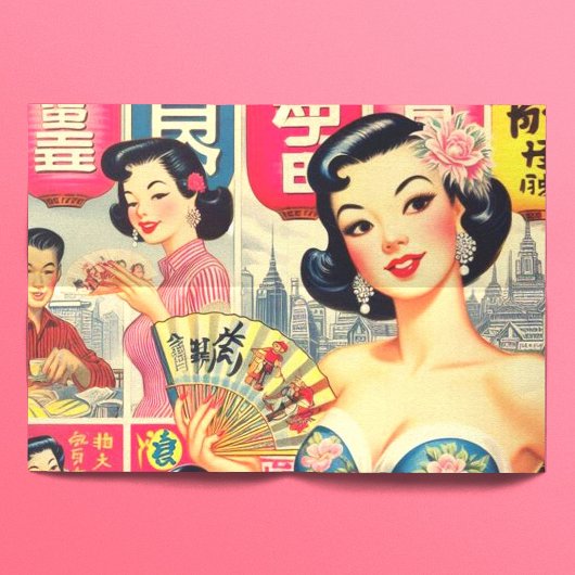 Papier Mousseline Illustration de filles japonaises Vintages