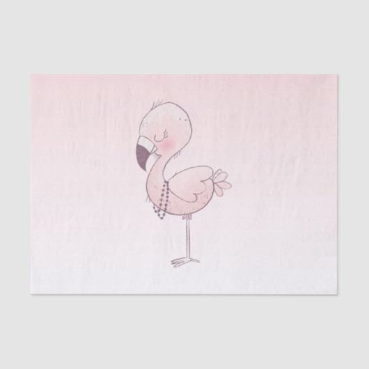 Papier Mousseline Illustration de Flamant rose rose mou (Recto)