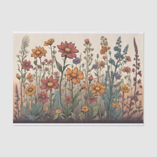 Papier Mousseline Illustration de la croissance des fleurs sauvages  (Recto)