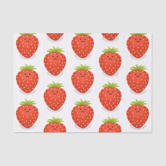 Papier Mousseline Illustration de la fraise Cute kawaii (Recto)
