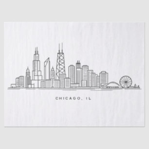 Papier Mousseline Illustration de la ville de Chicago IL