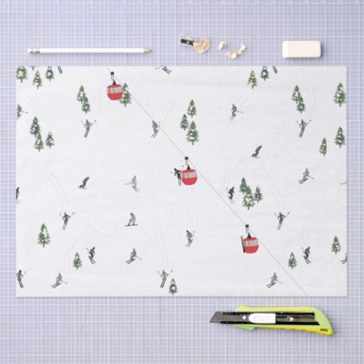 Papier Mousseline Illustration de l'ascenseur Ski Rouge (Artisanat)