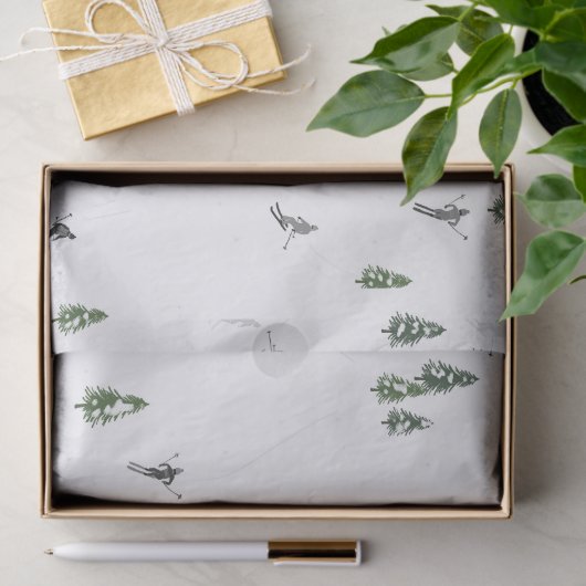 Papier Mousseline Illustration de l'ascenseur Ski Rouge (Cadeau)