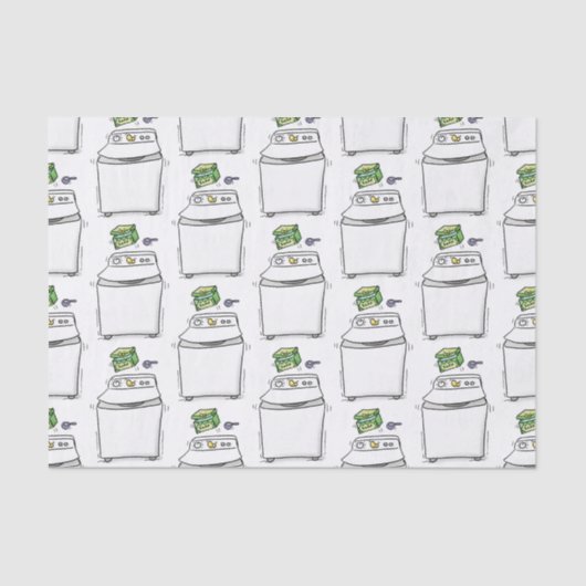 Papier Mousseline Illustration de lave-linge mignonne (Recto)