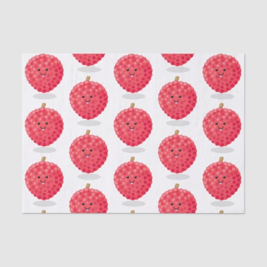 Papier Mousseline Illustration de litchee rose mignon (Recto)