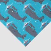 Papier Mousseline Illustration de mignons baleines et voiliers (Détail)