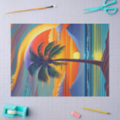 Papier Mousseline Illustration de palme de coucher de soleil orange  (Artisanat)