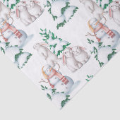 Papier Mousseline Illustration des lapins de neige de Noël (Détail)