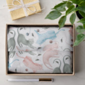 Papier Mousseline Illustration des mignons chats et fils pastel aqua (Cadeau)