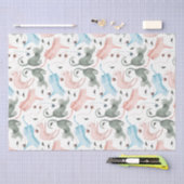 Papier Mousseline Illustration des mignons chats et fils pastel aqua (Artisanat)