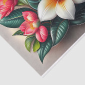 Papier Mousseline Illustration du bouquet tropical blanc rouge flora (Détail)