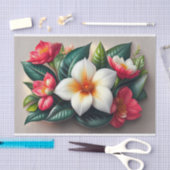 Papier Mousseline Illustration du bouquet tropical blanc rouge flora (Artisanat)